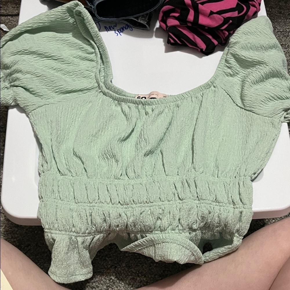 Mint Green Puff Sleeve Top